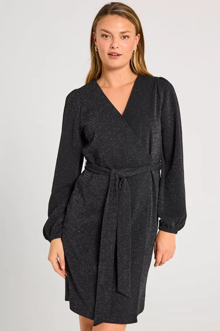 FREEQUENT FQALTO - DRESS WITH GLITTER - BLACK Blackw.BlackMetallic Shop