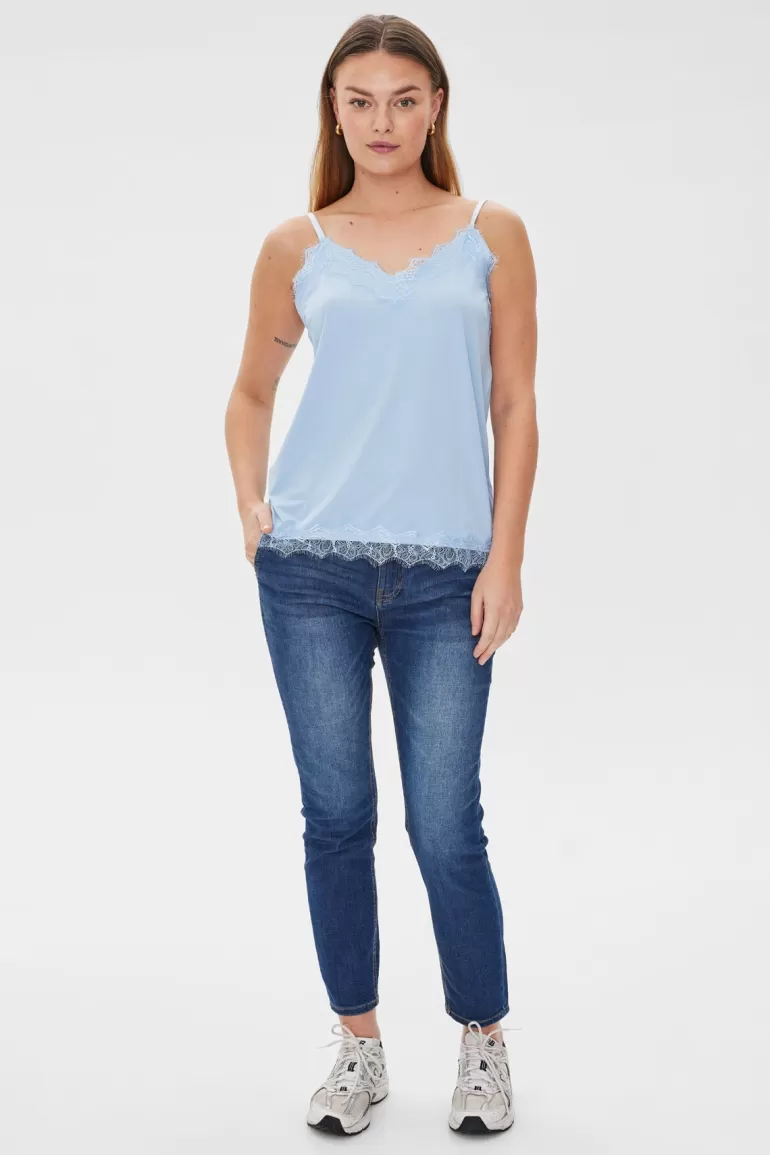 FREEQUENT FQBICCO  -  LACE TOP - BLUE ChambrayBlue Flash Sale