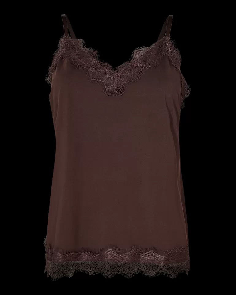 FREEQUENT FQBICCO  -  LACE TOP - BROWN CoffeeBean Sale