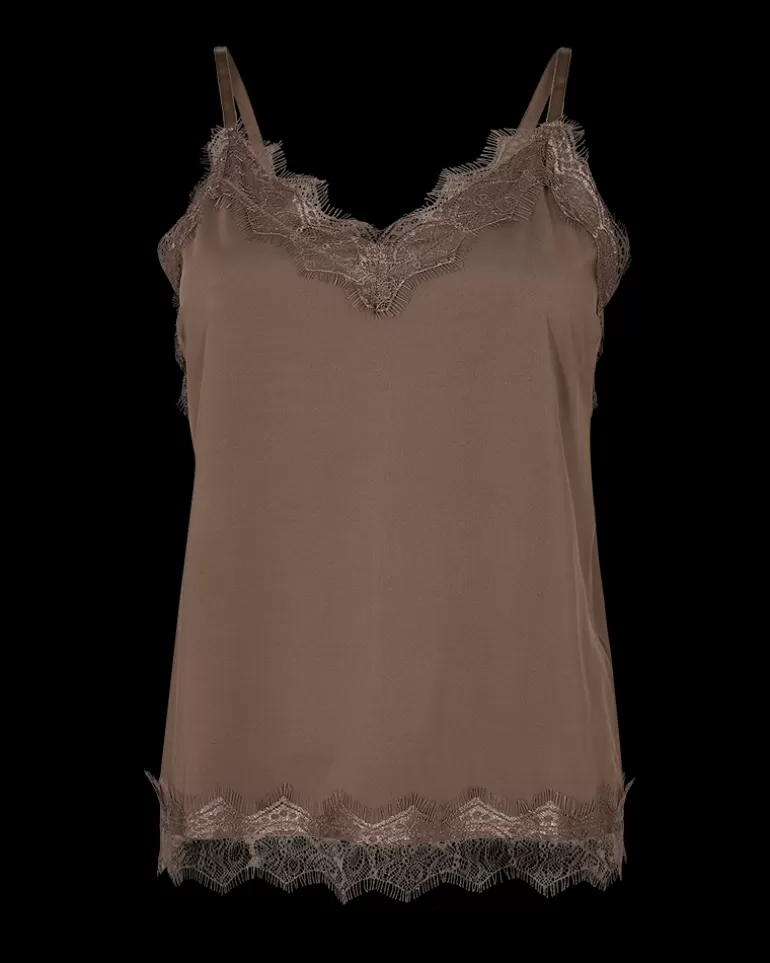 FREEQUENT FQBICCO  -  LACE TOP - BROWN Morel Shop