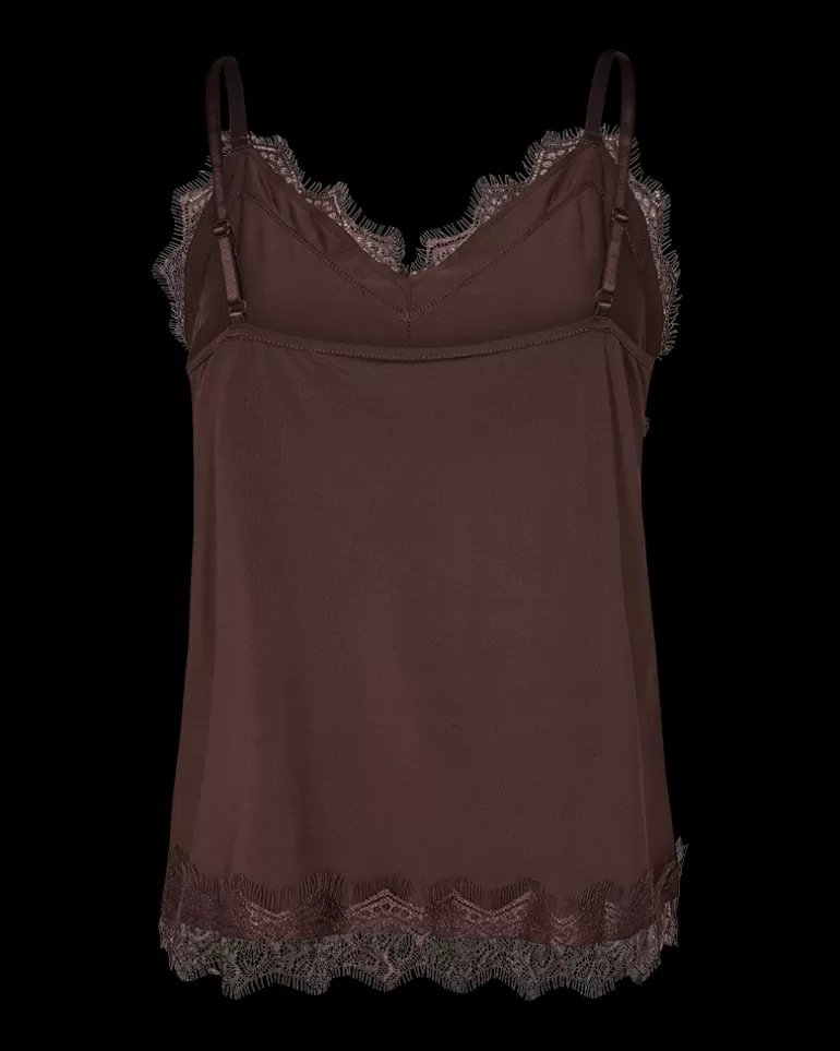 FREEQUENT FQBICCO  -  LACE TOP - BROWN CoffeeBean Sale