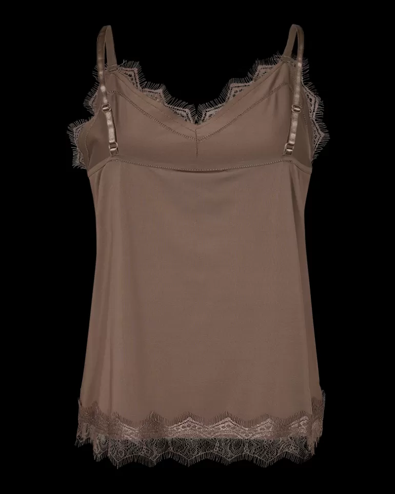 FREEQUENT FQBICCO  -  LACE TOP - BROWN Morel Shop