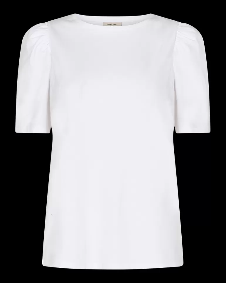 FREEQUENT FQFENJA - T-SHIRT WITH PUFF SLEEVES - WHITE Brilliantwhite Best Sale