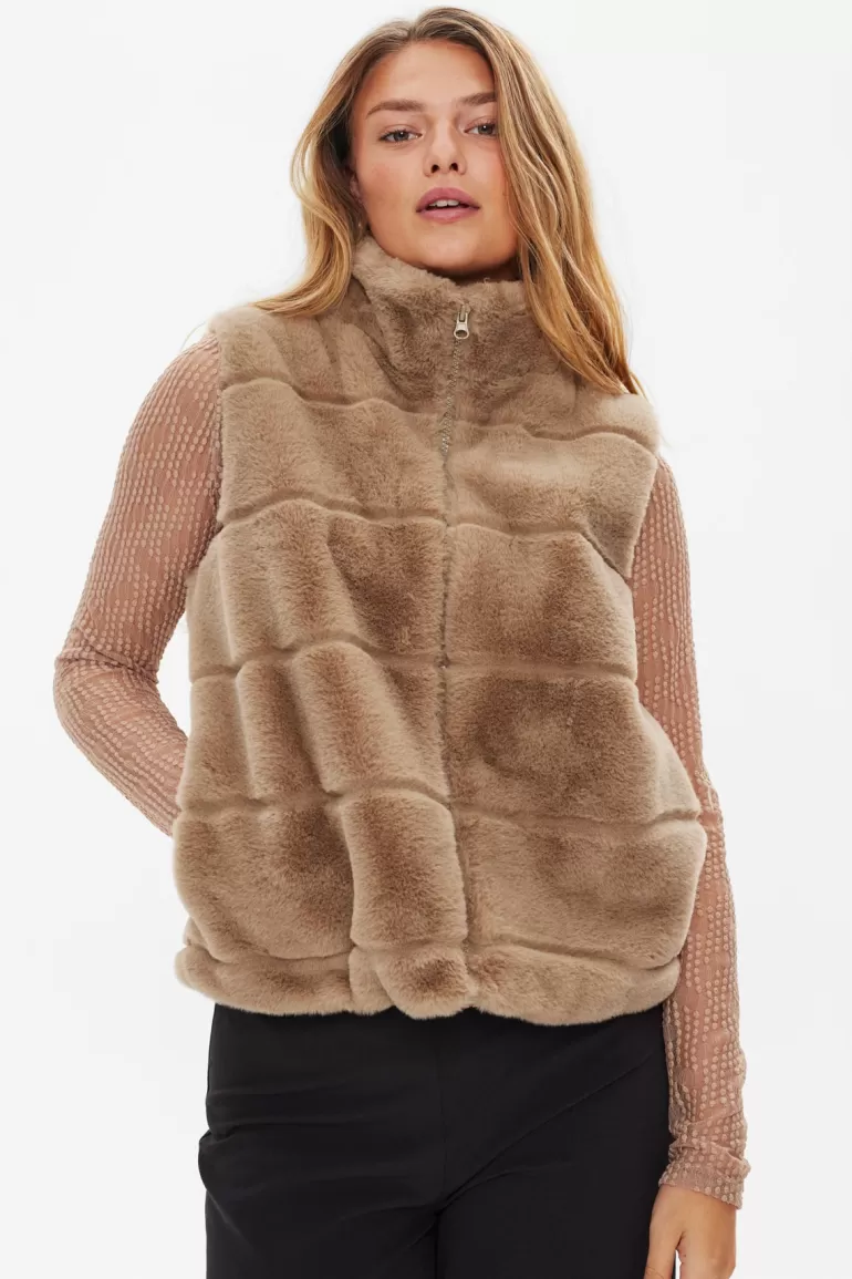 FREEQUENT FQFOXY - WAISTCOAT - BROWN DesertTaupe Clearance