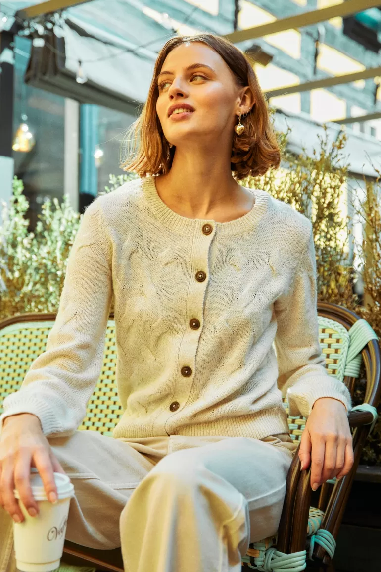 FREEQUENT FQJAZZ - KNITTED CARDIGAN - BEIGE MoonbeamMelange Fashion