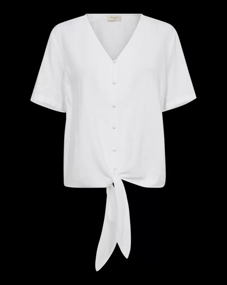 FREEQUENT FQLAVA - LINEN BLEND BLOUSE - WHITE Brilliantwhite Outlet