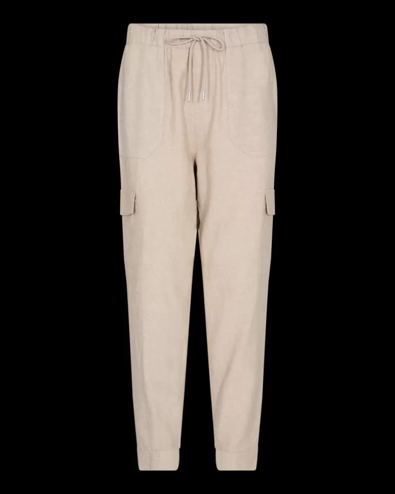 FREEQUENT FQLAVA - LINEN PANTS - BEIGE Sandmelange Flash Sale