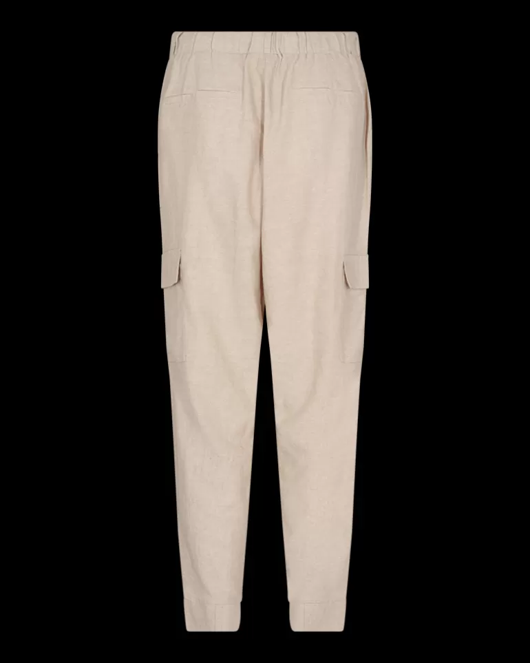 FREEQUENT FQLAVA - LINEN PANTS - BEIGE Sandmelange Flash Sale