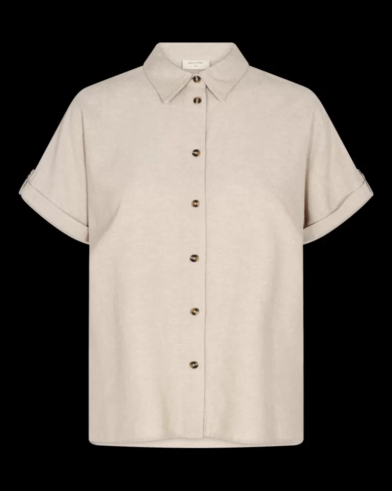 FREEQUENT FQLAVA - LINEN SHIRT - BEIGE Sandmelange Best