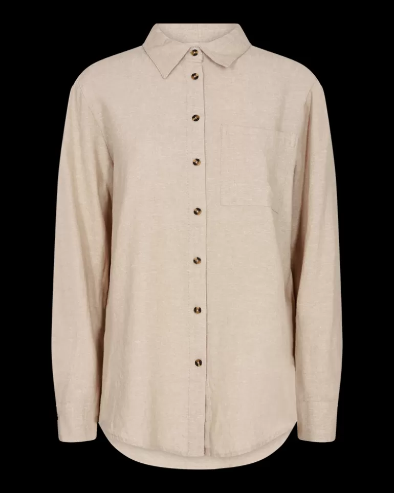 FREEQUENT FQLAVA - LINEN SHIRT - BEIGE Sandmelange Cheap