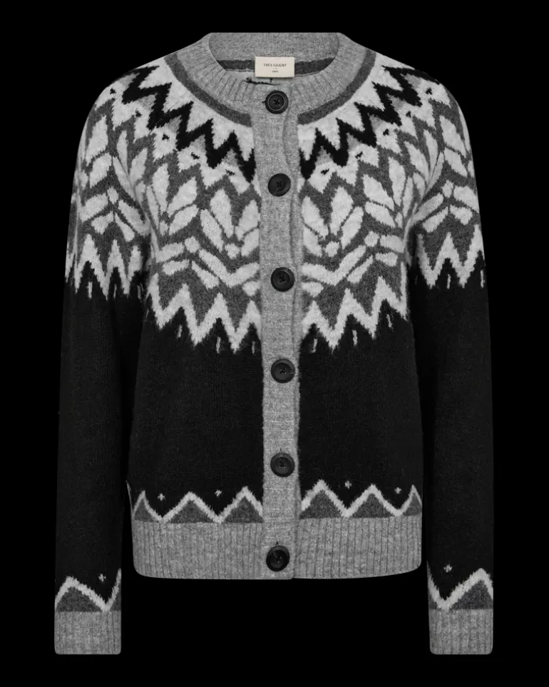 FREEQUENT FQMERLA - CARDIGAN - GREY AND BLACK Blackw.MediumGreyMel. Flash Sale