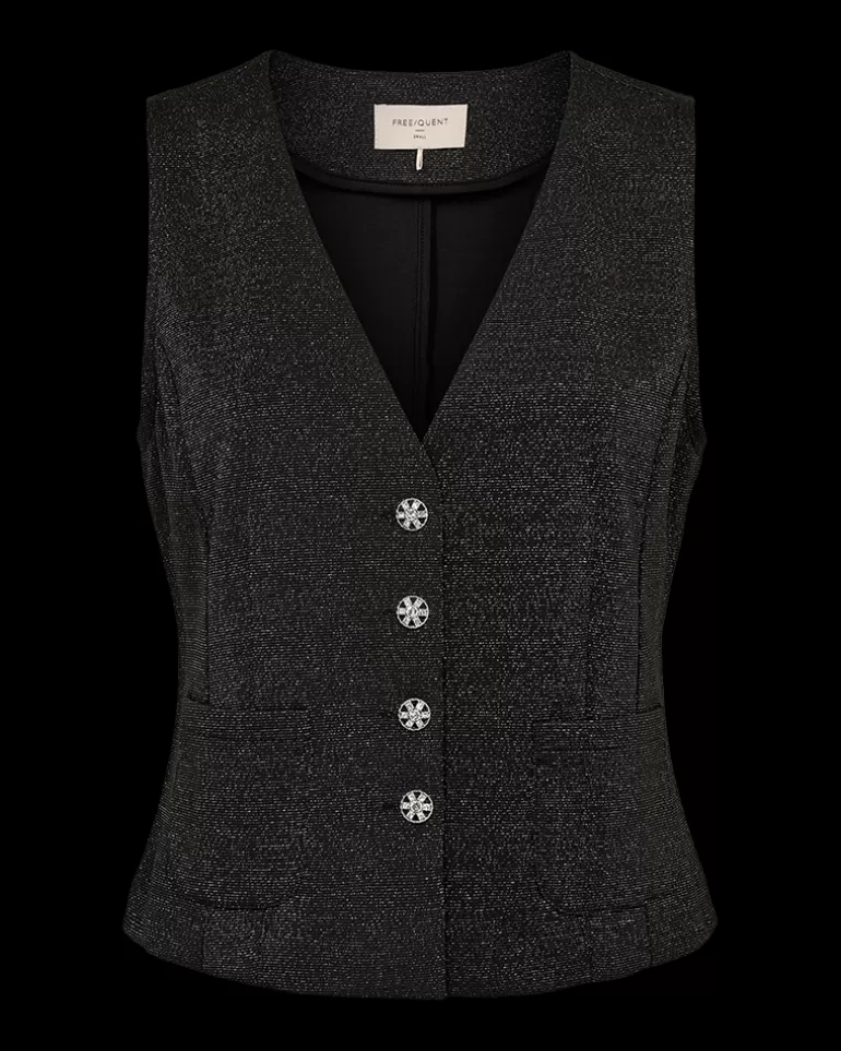 FREEQUENT FQNANNILUX - WAISTCOAT - BLACK Blackw.Silver Cheap