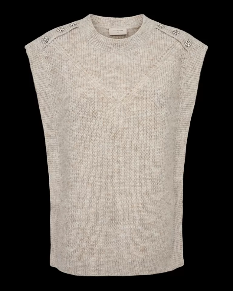 FREEQUENT FQRANOLA - WAISTCOAT - BEIGE MoonbeamMelange Flash Sale