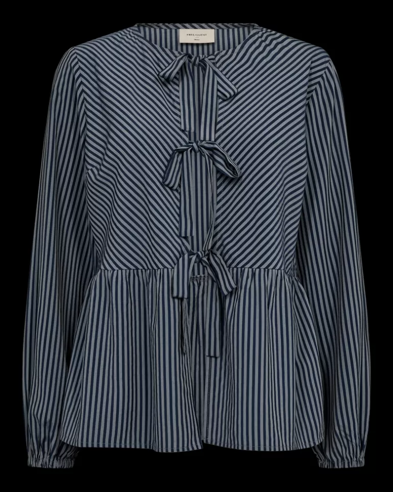 FREEQUENT FQSADIE - BLOUSE - BLUE AND WHITE NavyBlazerw.Off-white Fashion