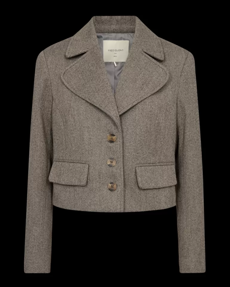 FREEQUENT FQSILLEN - JACKET - GREY LgtGreyMel.w.CharcoalMel. Clearance